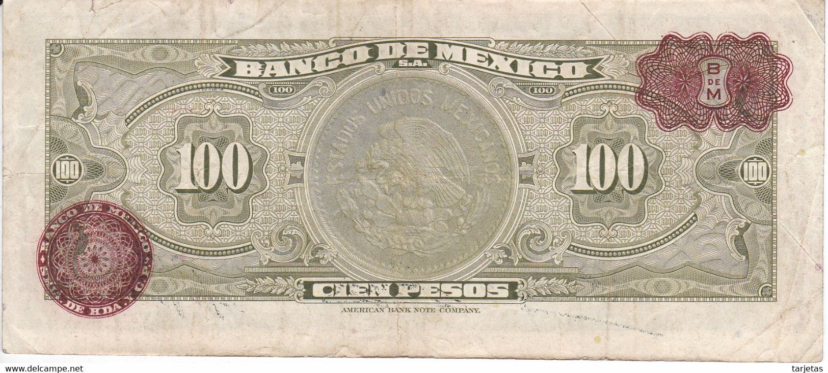 BILLETE DE MEXICO DE 100 PESOS DEL 27 DE DICIEMBRE DE 1950  (BANKNOTE) - Mexico