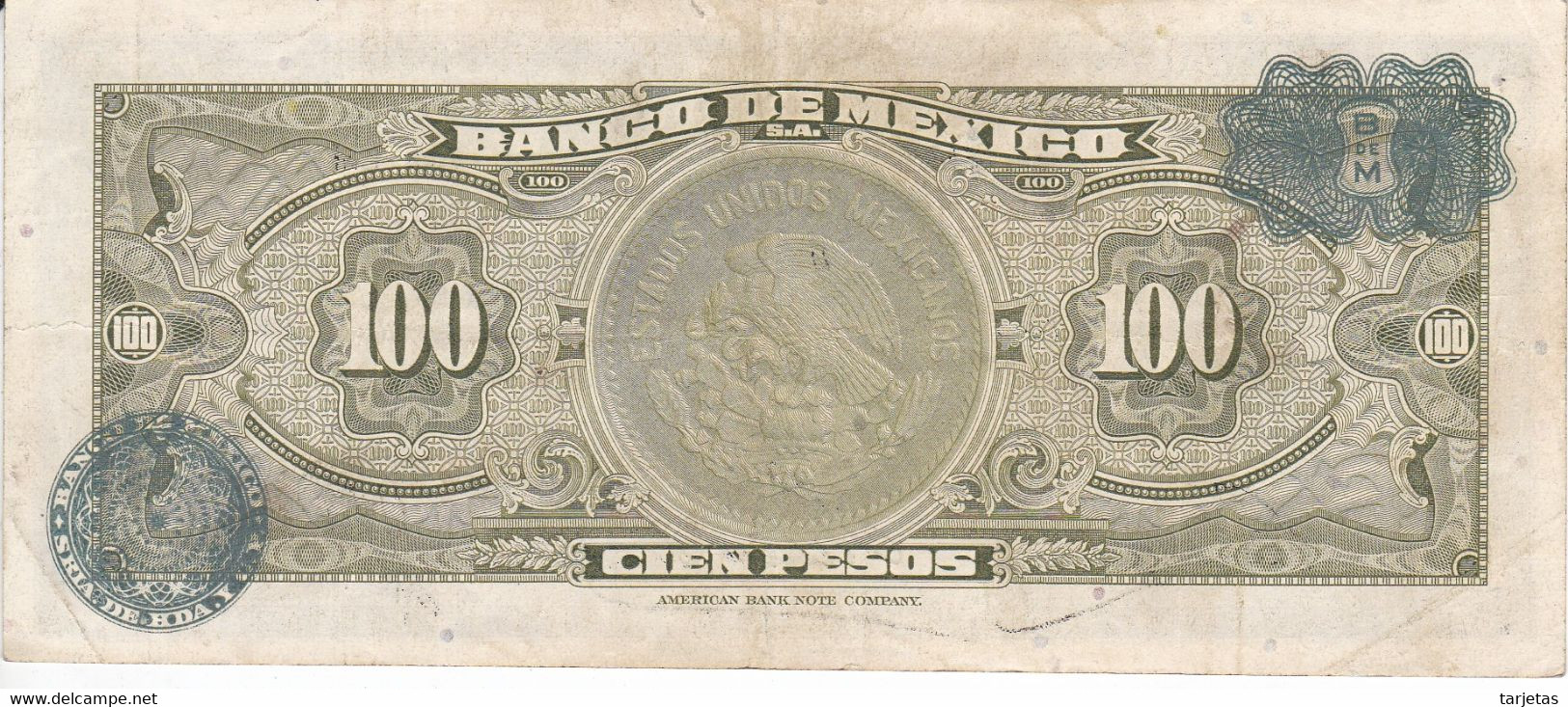 BILLETE DE MEXICO DE 100 PESOS DEL 8 DE SEPTIEMBRE DE 1954   (BANKNOTE) - Mexico