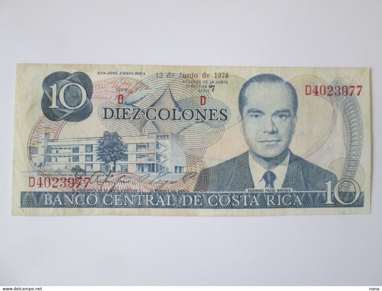 Costa Rica 10 Colones Annee Rare 1974 Billet De Banque/Banknote 10 Colones 1974 Rare Year - Costa Rica