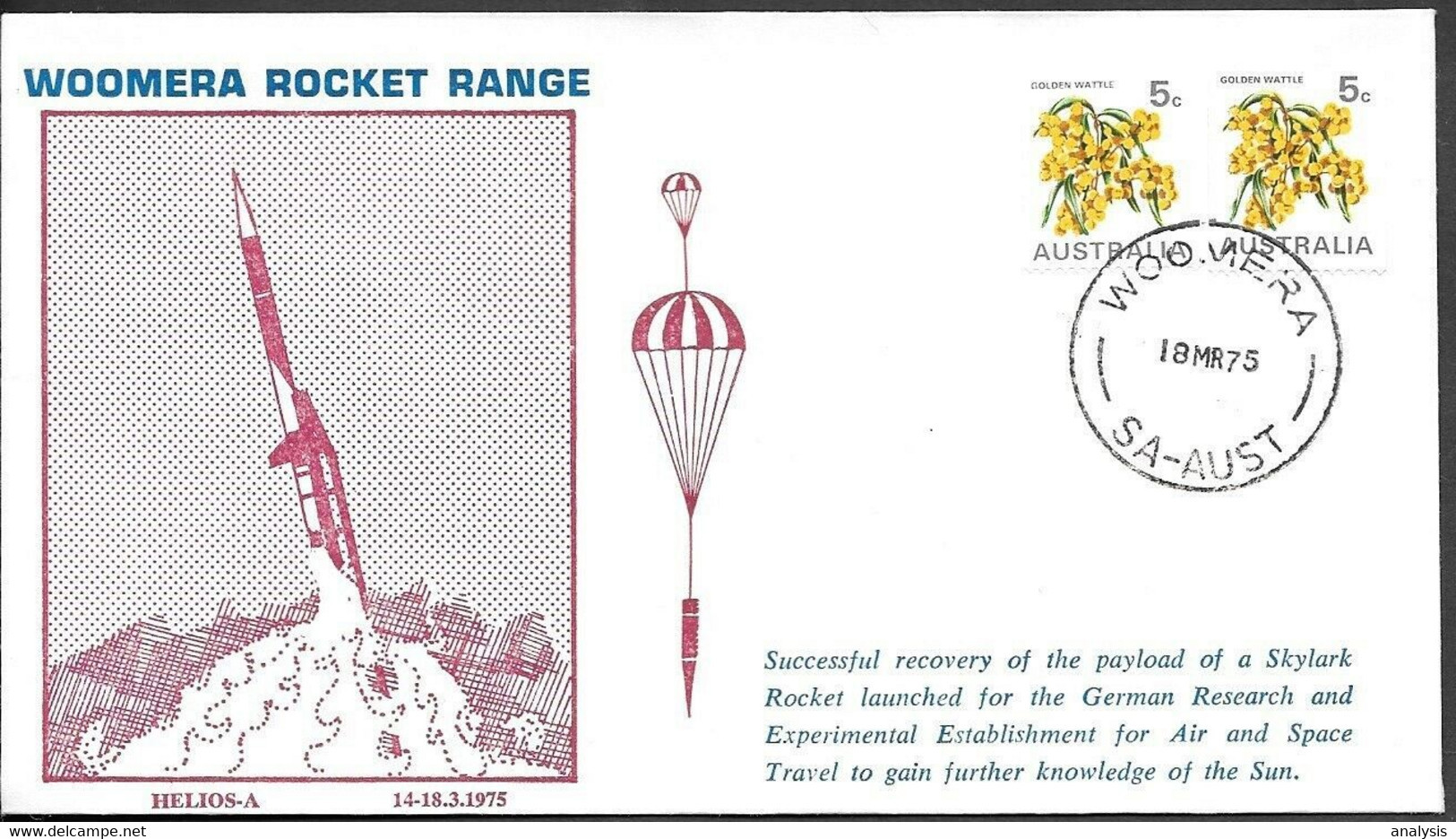 Australia Space Cover 1975. Skylark Rocket Launch Woomera - Océanie