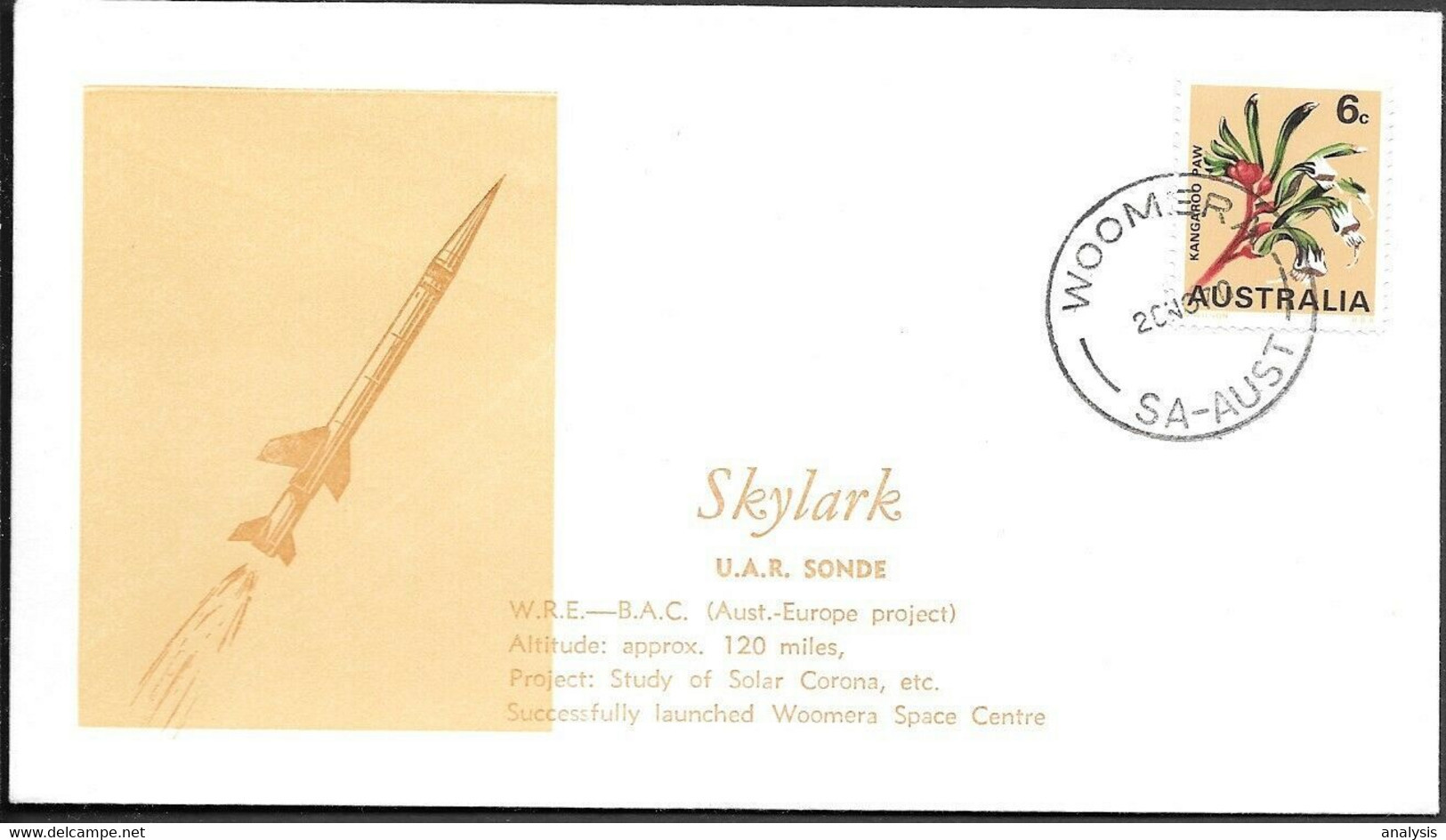 Australia Space Cover 1970. Skylark Rocket Launch. Solar Corona. Woomera ##41 - Océanie