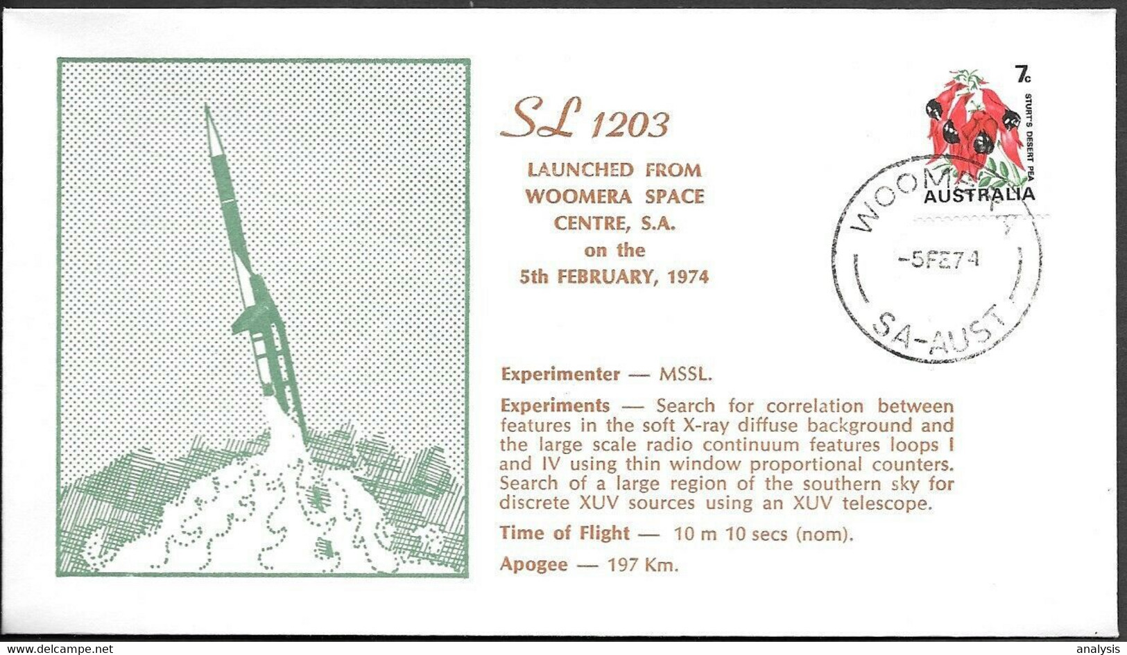 Australia Space Cover 1974. Skylark Rocket Launch. Woomera ##18 - Ozeanien