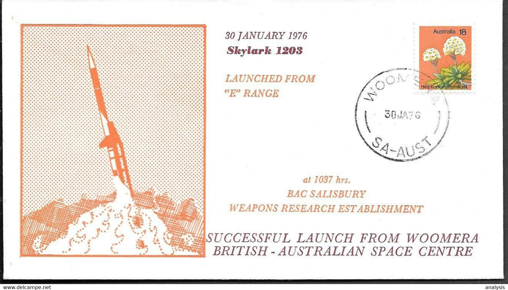 Australia Space Cover 1976. Skylark Rocket Launch. Woomera ##07 - Oceania