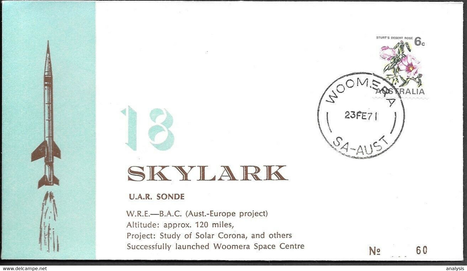 Australia Space Cover 1971. Skylark Rocket Launch. Woomera ##05 - Ozeanien