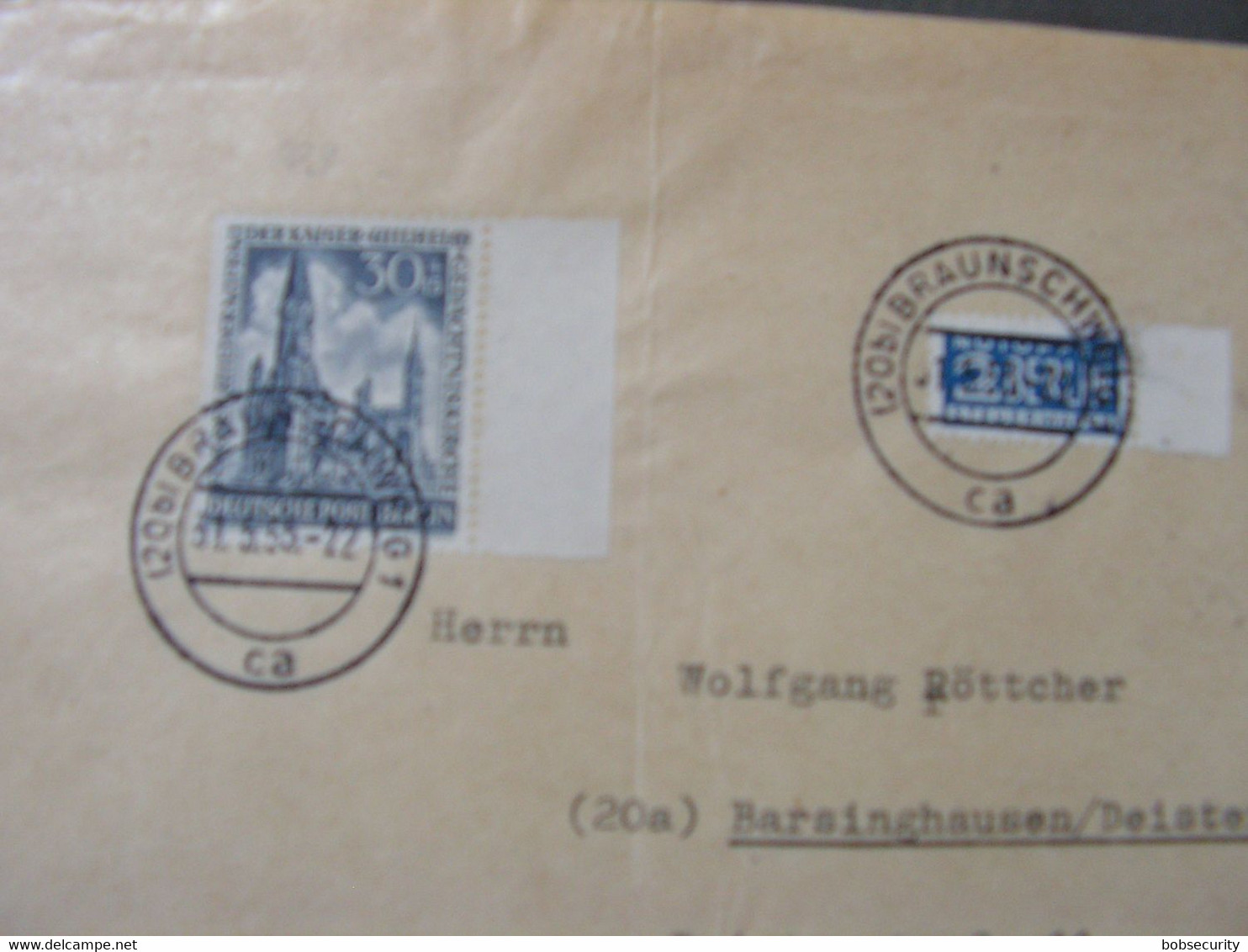 Berlin 109 Auf Brief EF Aus Braunschweig  1955 - Cartas & Documentos