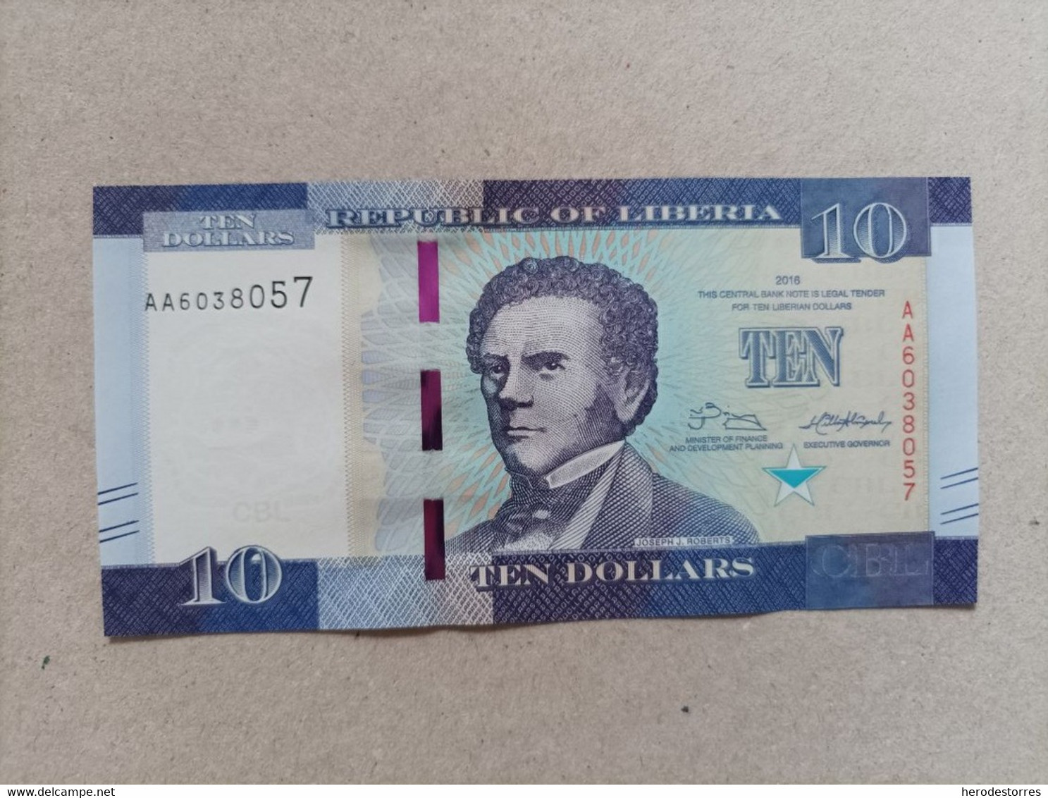 Billete De Liberia De 10 Dólares, Año 2016, Serie AA, UNC - Liberia