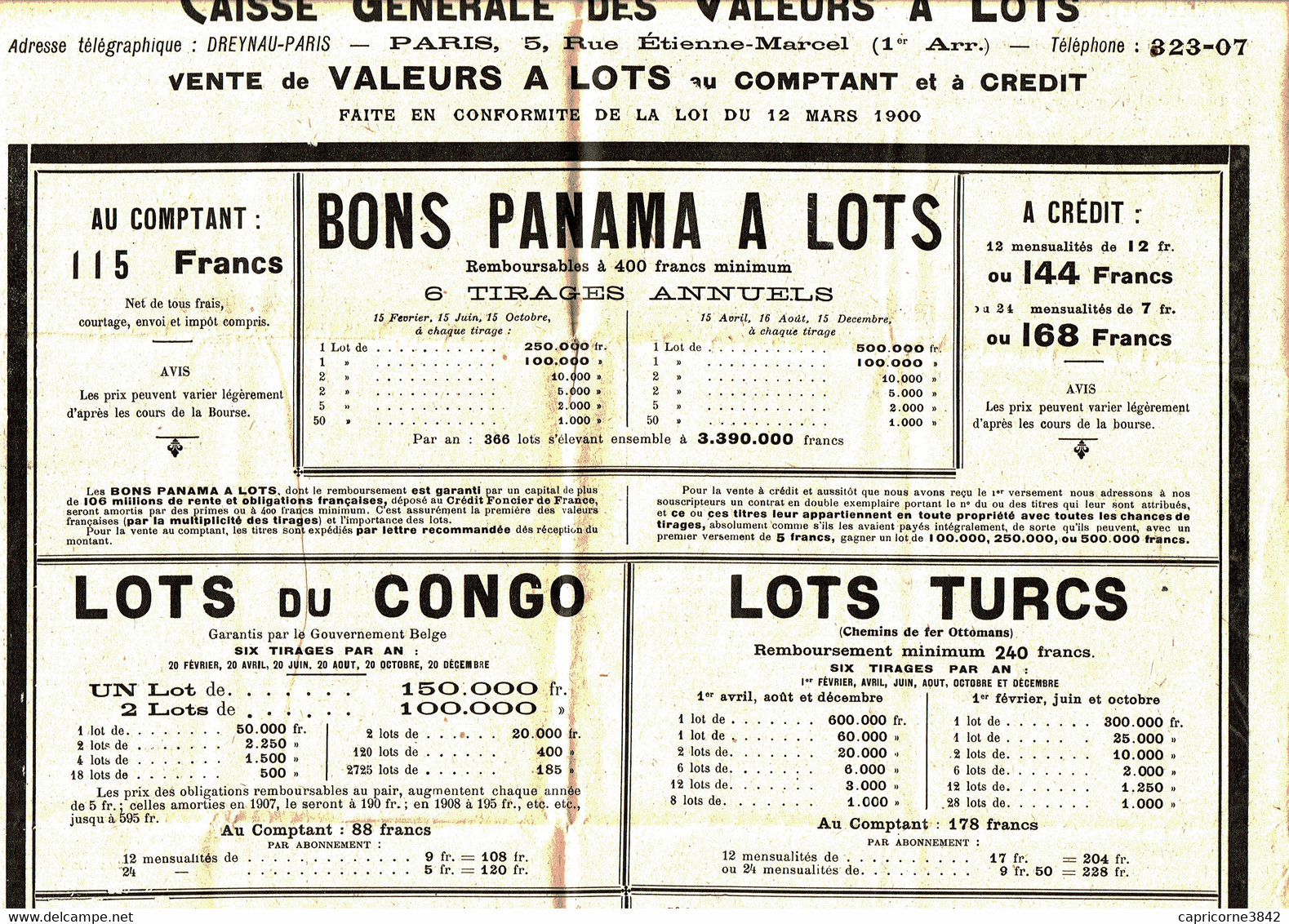 1907 - Journal "LA REVUE DES TIRAGES" Financiers Et Des Loteries - Publiant Tous Les Tirages Des Loteries, Valeurs .. - Informations Générales