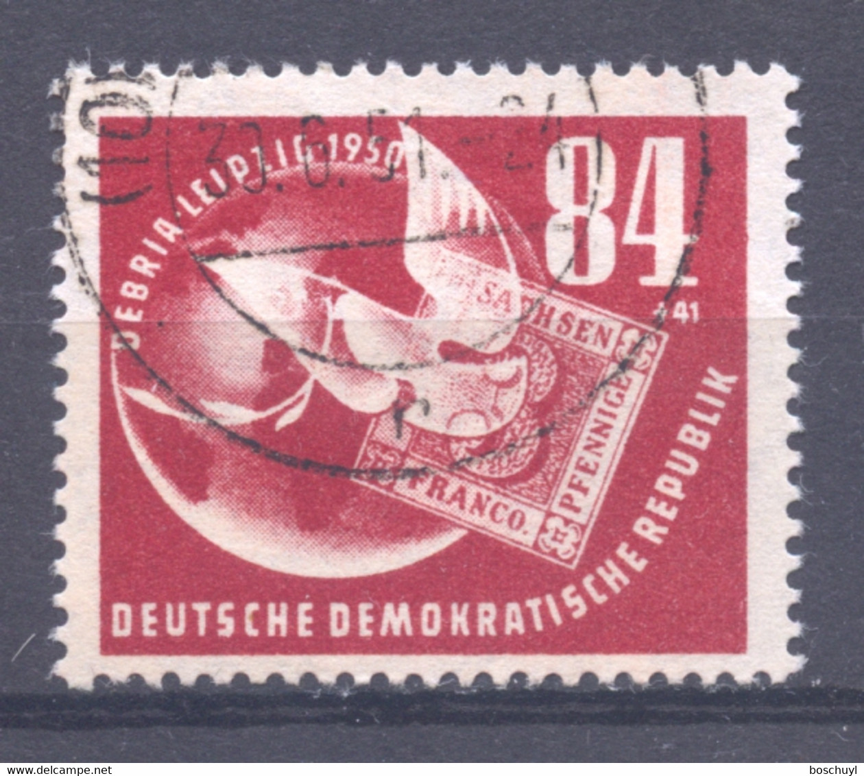 Germany, DDR, 1950, Debria Stamp Exhibition, Globe, Bird, Used, Michel 260 - Neufs