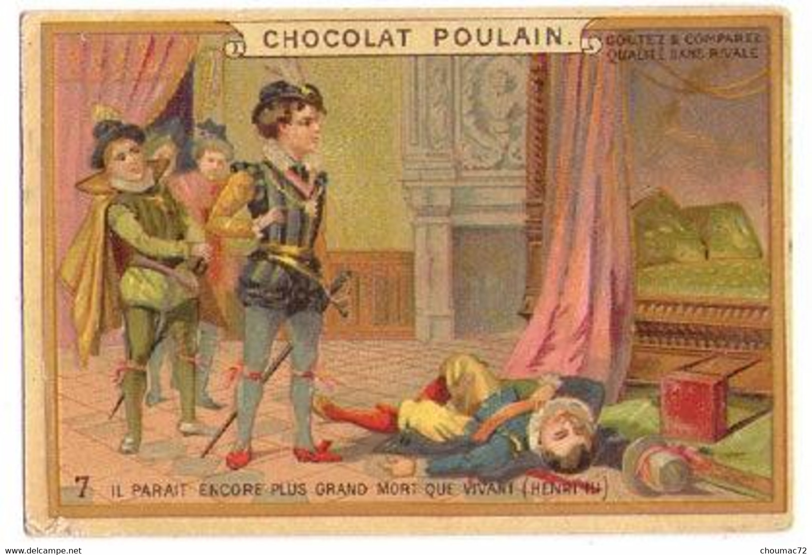 (Chromos) Chocolat Poulain 221, Relief Gaufrée, Henri III, état - Poulain