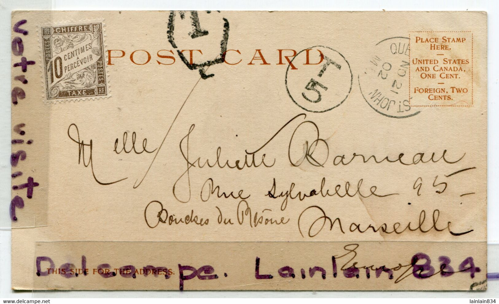 - ONTARIO - STR Hamilton Boat In Lachine Rapids, St Lawrece River, épaisse, Coins Ok, écrite, 1902, épaisse, TBE, Scans. - Other & Unclassified