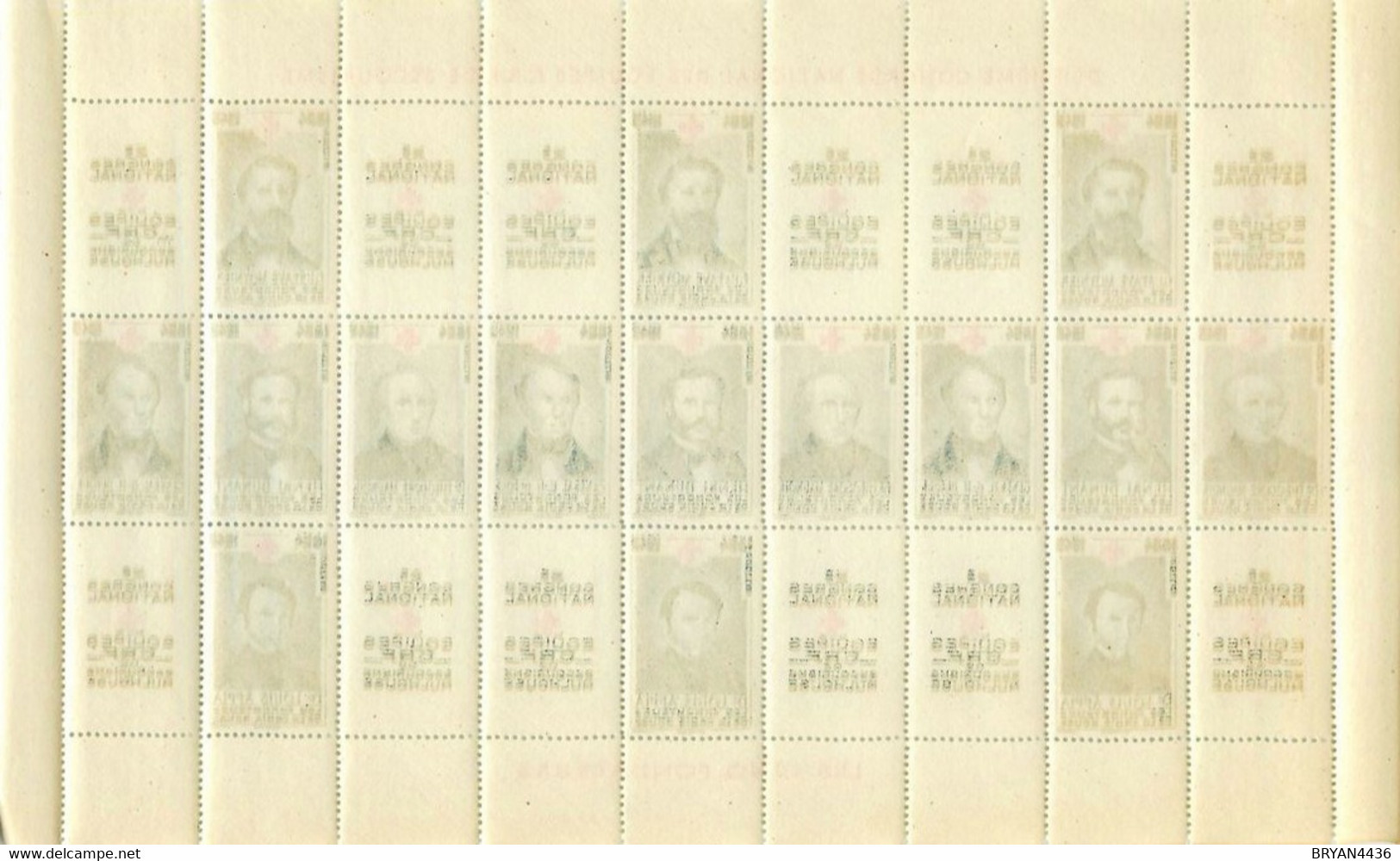 CROIX ROUGE - Les CINQ FONDATEURS CROIX ROUGE - BLOC FEUILLET Bleu- 2°CONGRES- 1949- 27 TIMBRES VIGNETTES -TRES BON ETAT - Blocks & Sheetlets & Booklets