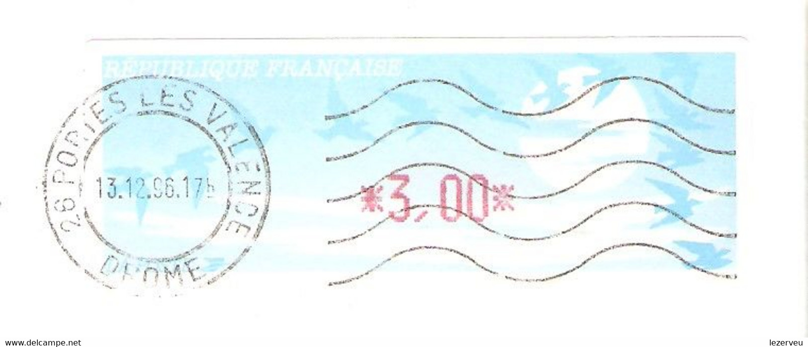 TIMBRE FRANCE VIGNETTE AFFRANCHISSEMENT  OISEAUX DE JUBERT  CACHET PORTES LES VALENCE ENVELOPPE 22X11 - 1990 Type « Oiseaux De Jubert »