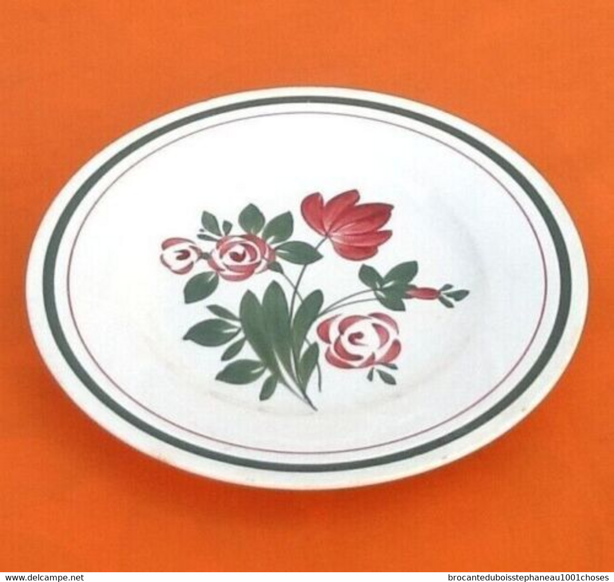 Faïence Gien France   Assiette Ancienne Plate Modèle Niquette Décor Floral Exécuté à La Main - Gien (FRA)