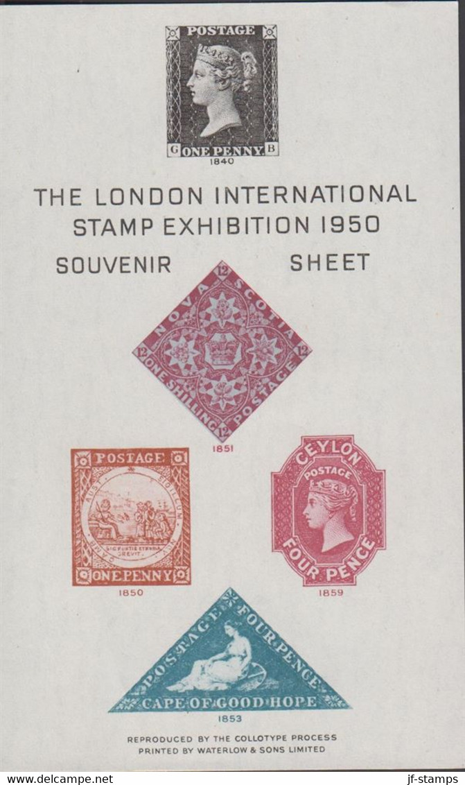 1950. ENGLAND. LONDON INTERNATIONAL STAMP EXHIBITION 1950 SOUVENIR SHEET With ONE PENNY BLACK And Other Ra... - JF432152 - Used Stamps