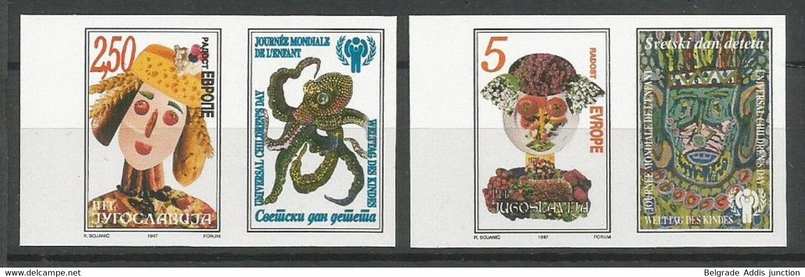 Yugoslavia Mi.2834/35 IMPERFORATED PROOF ESSAYS With LABELS Unadopted Design ** / MNH 1997 Europa Hang-on Issues RARITY! - Imperforates, Proofs & Errors