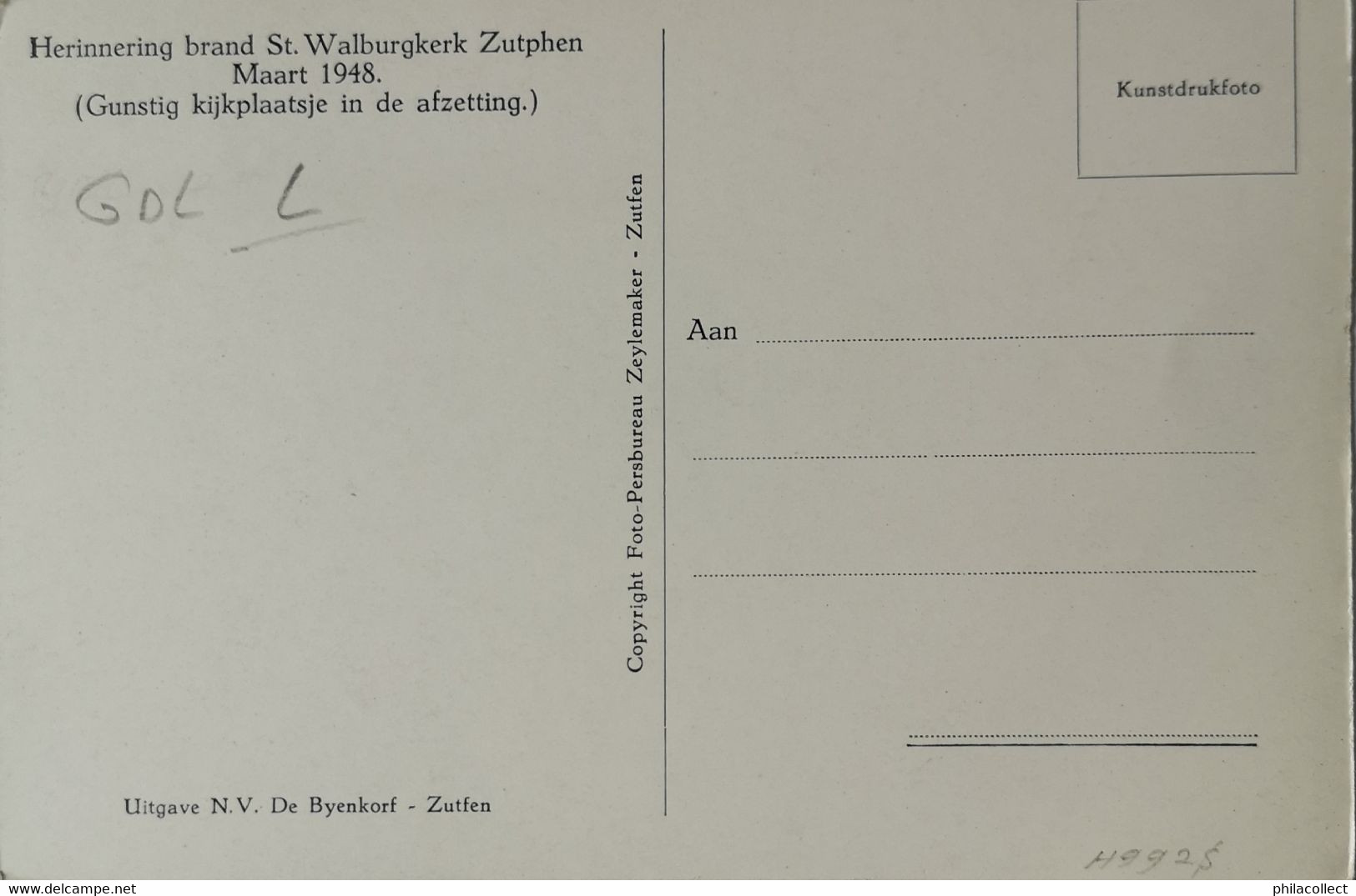 Zutphen  (Gld. ) // Herinnering Brand St. Walburgkerk Maart 1948 Met Volk 19?? - Zutphen