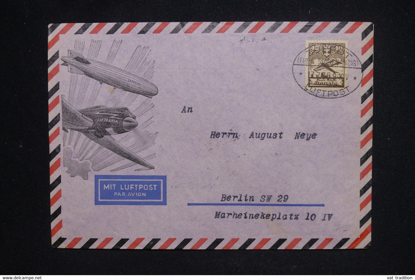 ALLEMAGNE  - Enveloppe Illustrée De Danzig Pour Berlin Par Avion En 1933   - L 129298 - Lettres & Documents