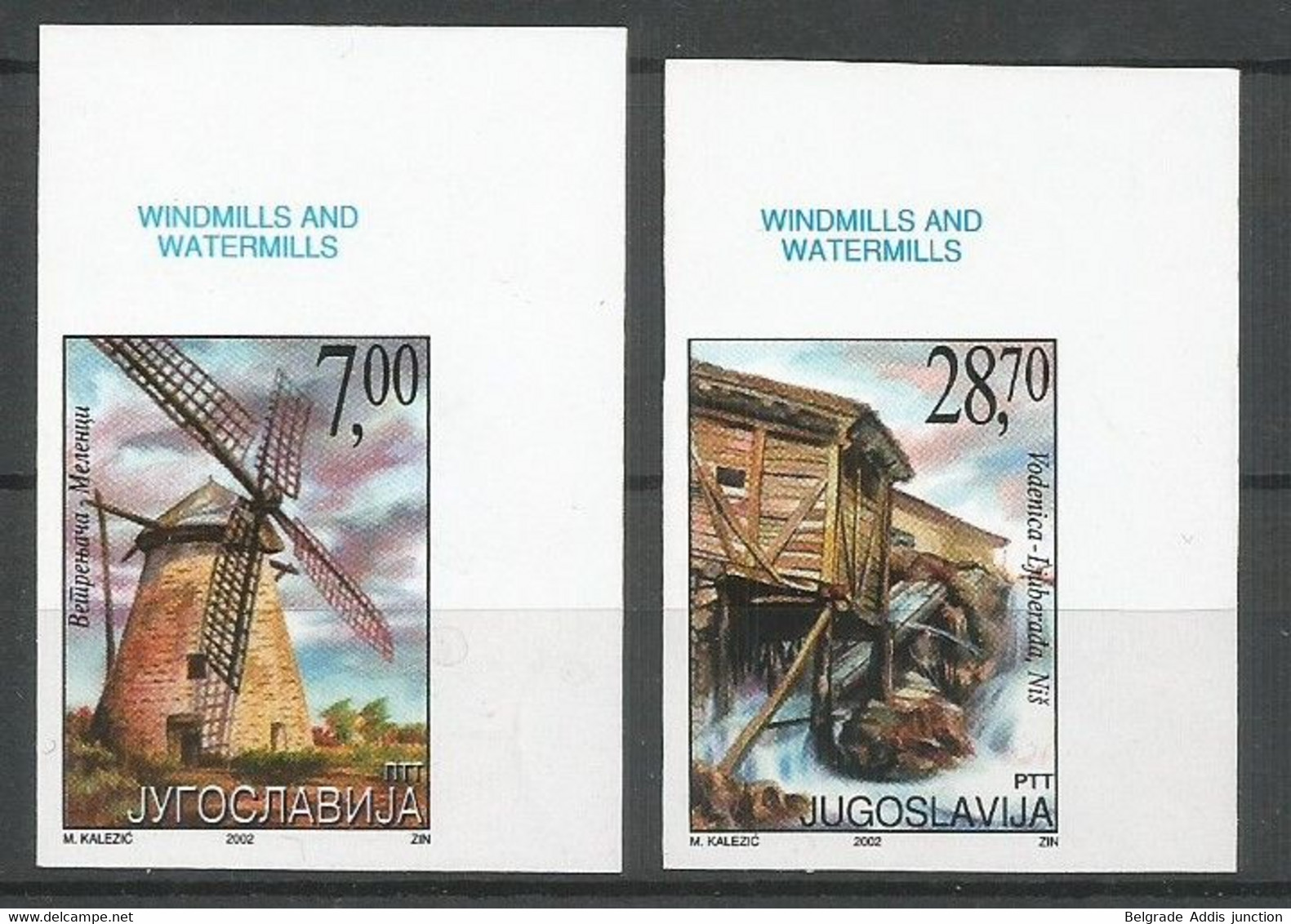 Yugoslavia ERROR Mi.3083/84 Complete Set IMPERFORATED MNH / ** 2002 Mills Moulins - Non Dentelés, épreuves & Variétés