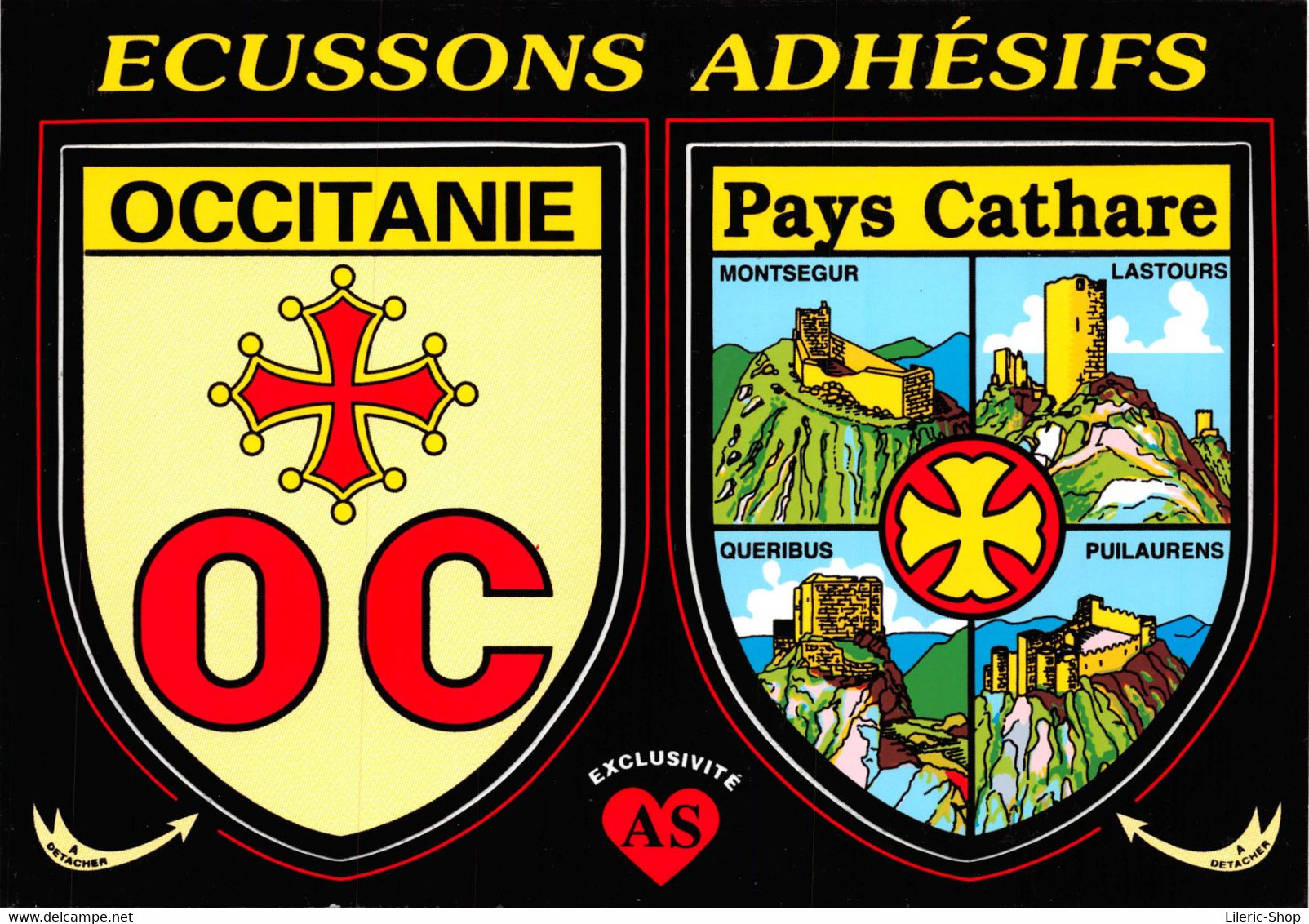 Région OCCITANIE Pays Cathares  -  Cpm Autocollant Adhésif Blason écusson -  ♥♥♥ - Otros & Sin Clasificación