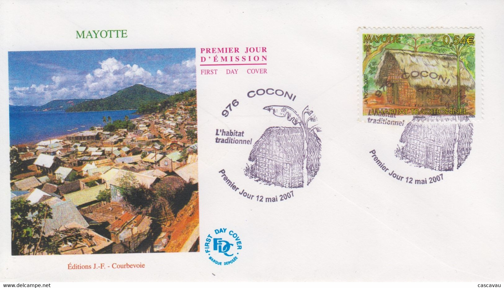 Enveloppe  FDC  1er  Jour    MAYOTTE   L' Habitat   Traditionnel    COCONI     2007 - Otros & Sin Clasificación