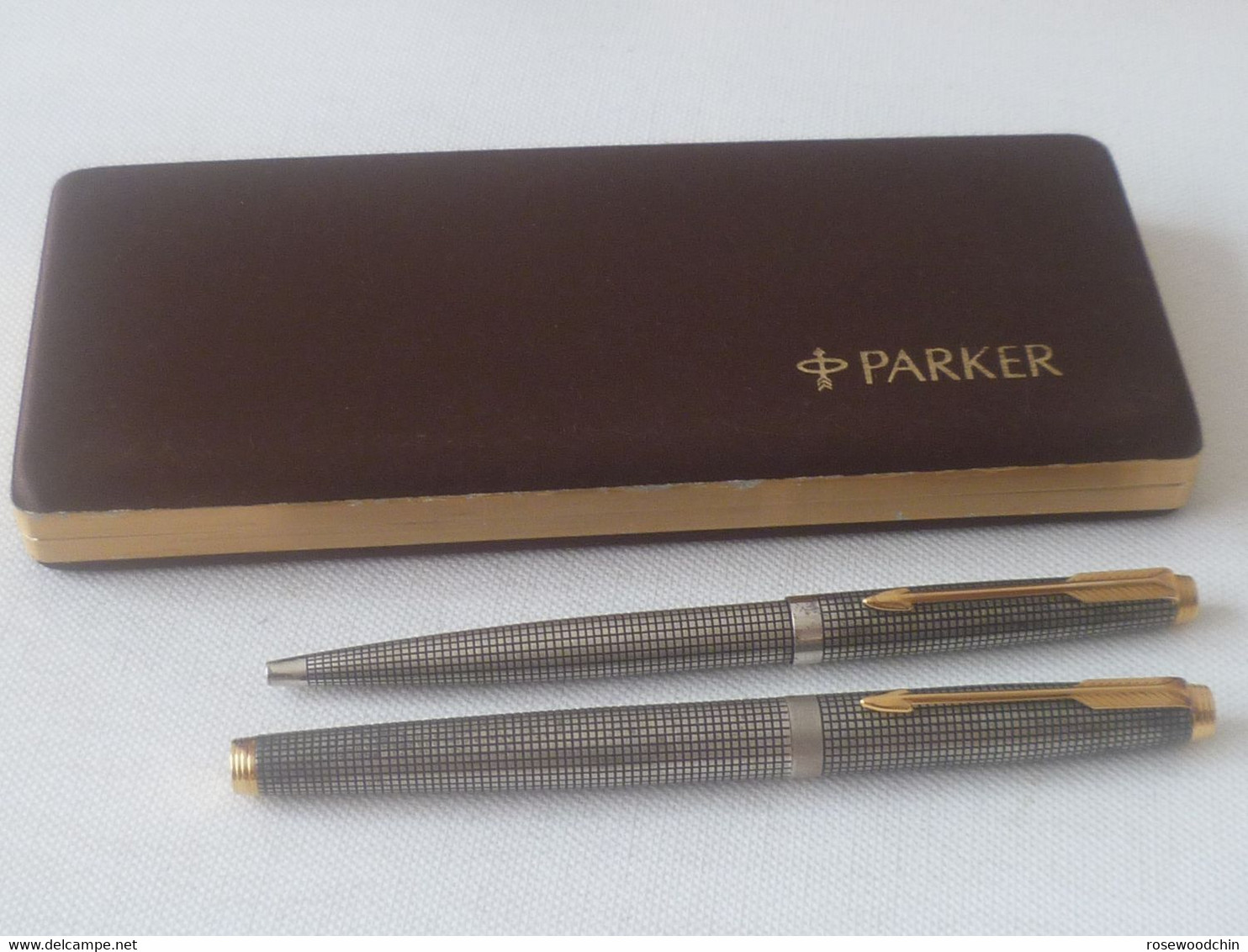 Vintage !   Authentic Parker 75 Sterling Silver Fountain Pen 14K Nib & Ball Point Set (#94) - Stylos