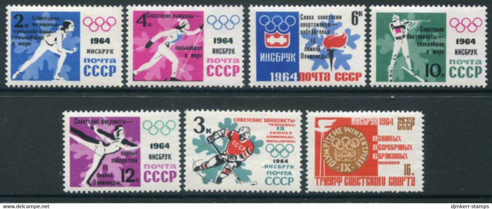 SOVIET UNION 1964 Winter Olympic Medal  Winners MNH / **.  Michel 2887-93 - Unused Stamps