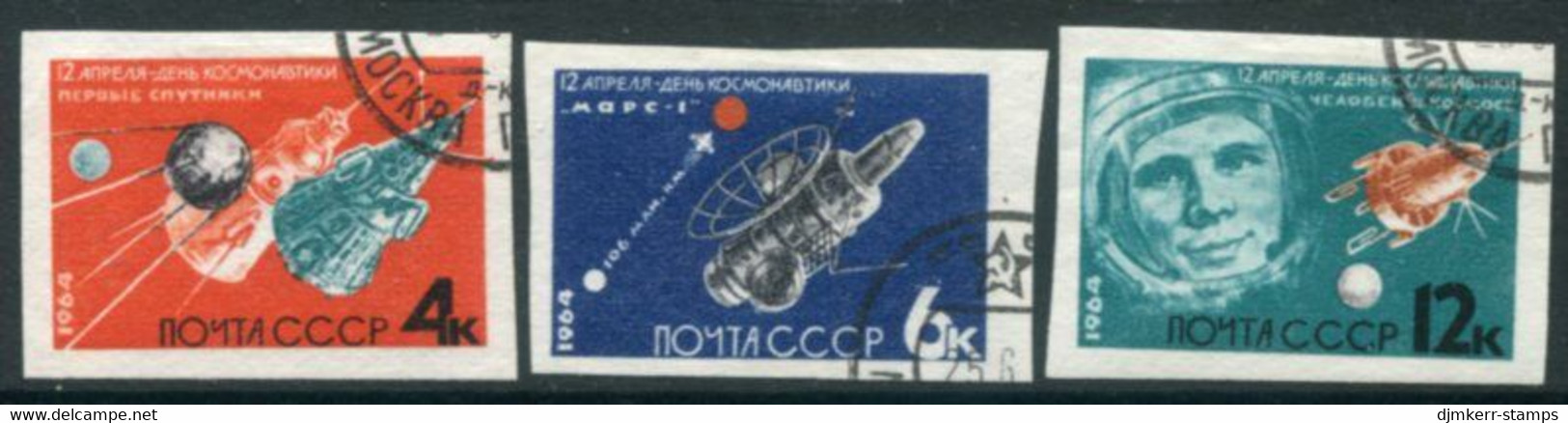 SOVIET UNION 1964 Cosmonauts Day Imperforate Used.  Michel 2895-97 B - Used Stamps