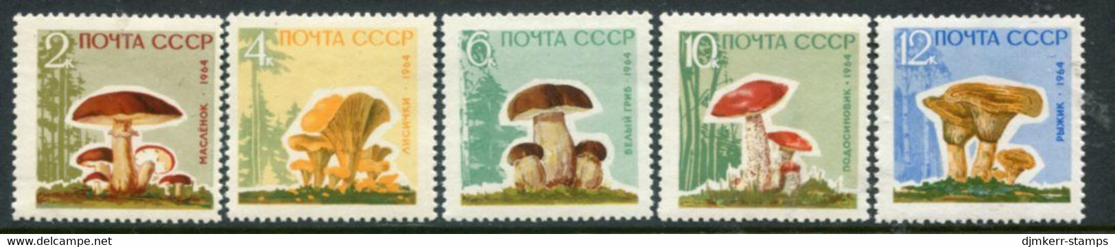 SOVIET UNION 1964 Fungi On Varnished  Paper MNH / **.  Michel 2983-87y - Unused Stamps