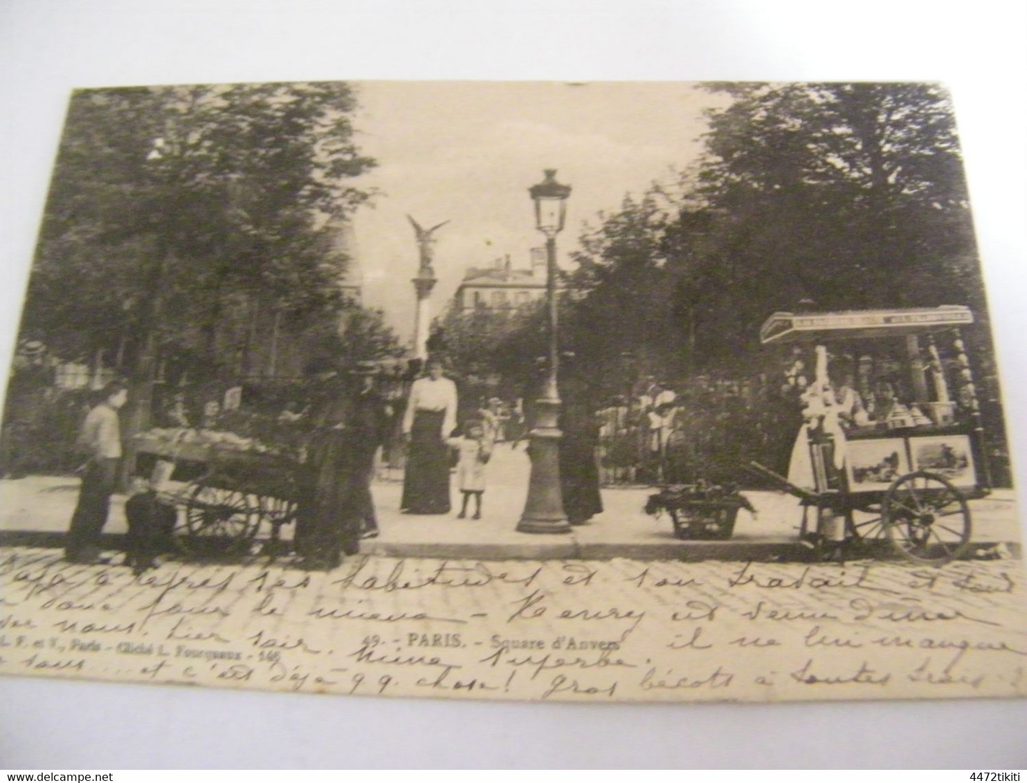C.P.A.- Paris (75) - Square D'Anvers - Marchand Ambulant De Glaces " Aux Frangines " - 1903  - SUP (GX 70) - Squares
