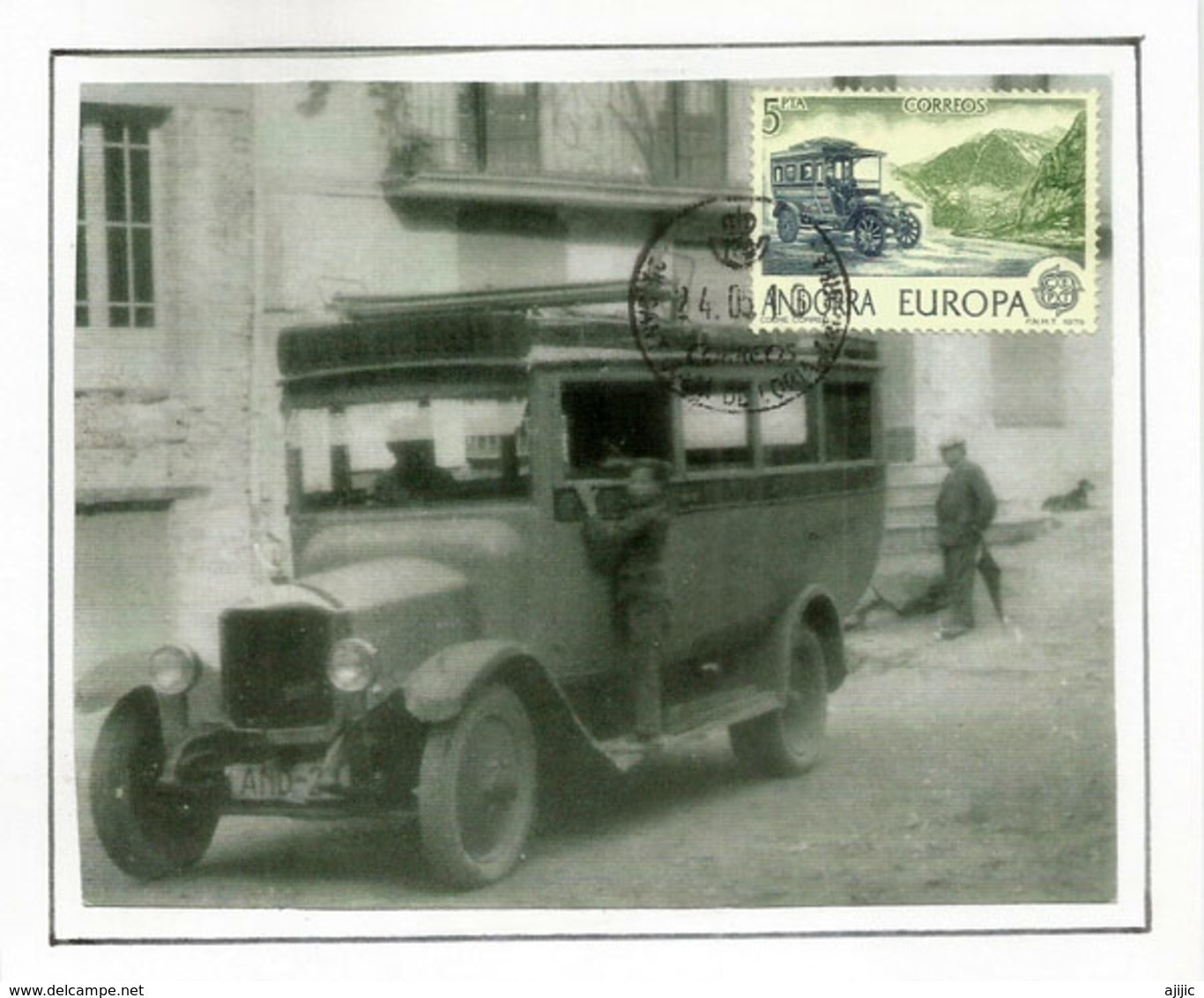 ANDORRA. Autobus Postal 1912, Service Des Postes Espagnoles Entre Seu D'Urgell & Andorre. Carte-maximum.AND.ESP - Bus