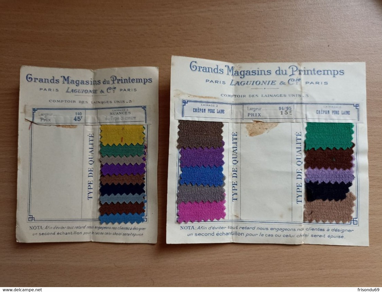 Échantillon Tissus Grands Magasins Du Printemps Paris - Laces & Cloth