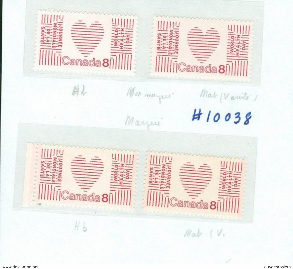 Coeur + Santé / Heart + Health; Timbres Scott # 560 Stamps (10038) - Unused Stamps