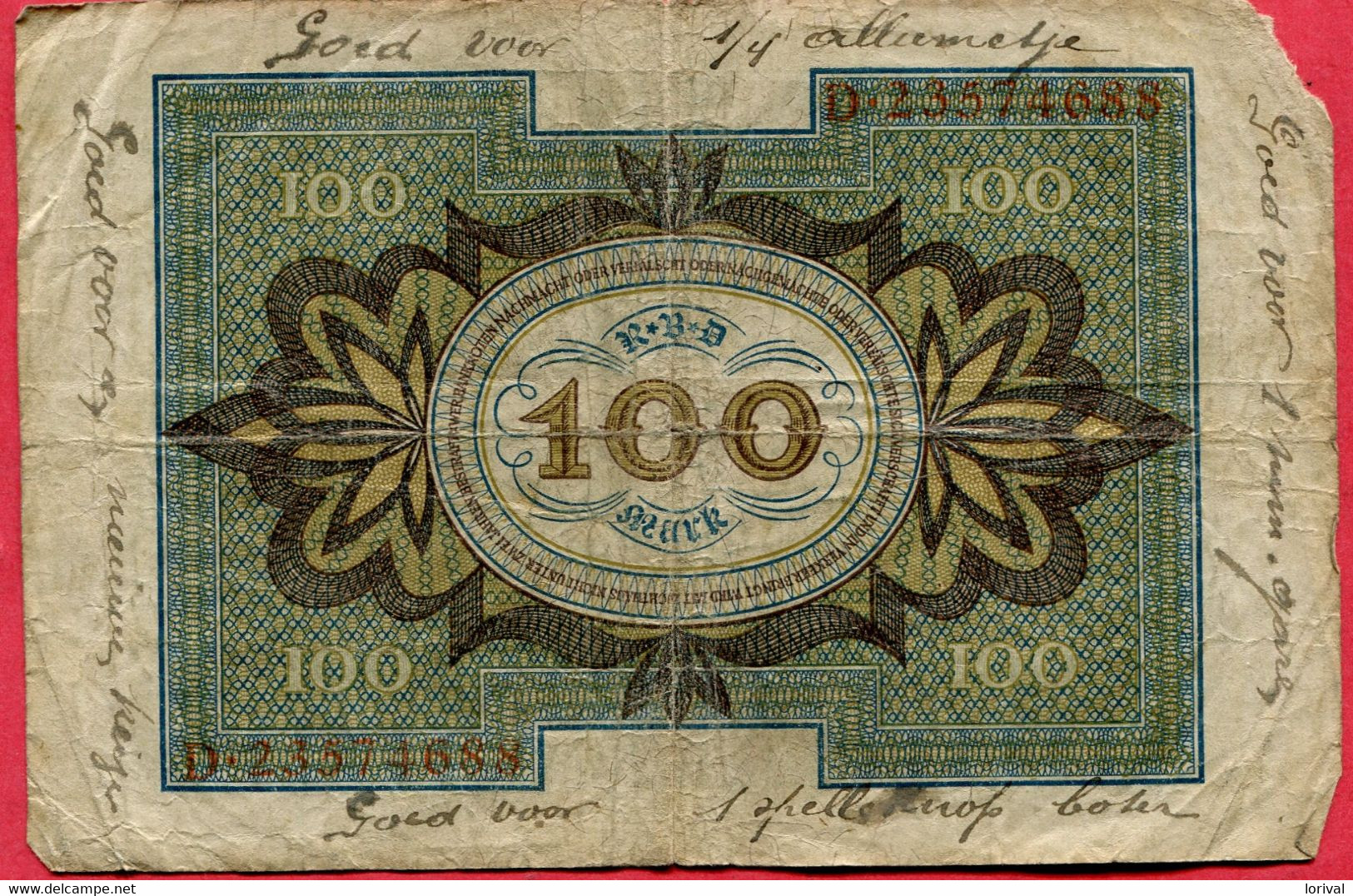 100 Mark 1920 B 2 Euros - 100 Mark