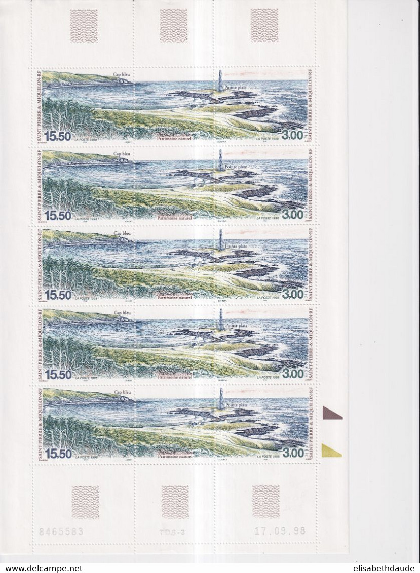 SPM - 1998 - PATRIMOINE NATUREL - FEUILLE COMPLETE TRIPTYQUE YVERT N°682A **  MNH - COTE = 50++ EUR. - Blocks & Kleinbögen