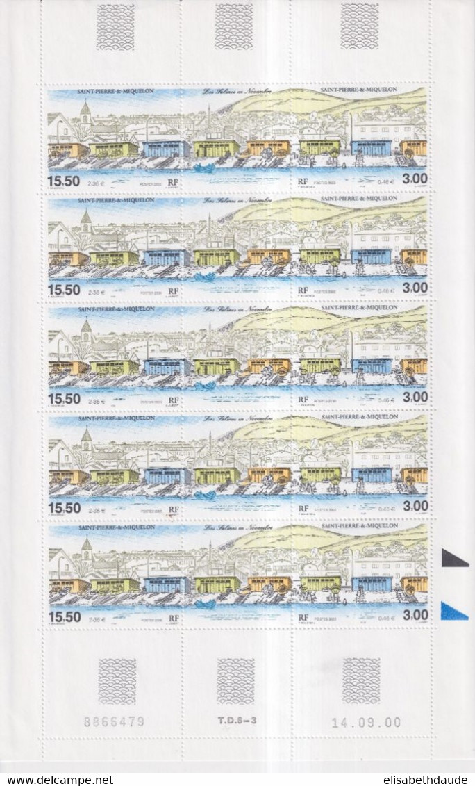 SPM - 2000 - PATRIMOINE NATUREL - FEUILLE COMPLETE TRIPTYQUE YVERT N°725A **  MNH - VALEUR FACIALE = 14.1 EUR. - Blocks & Kleinbögen