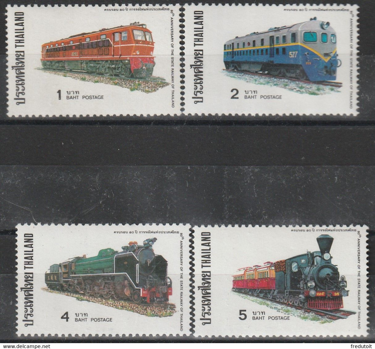 THAILANDE - N°803/6 ** (1977) Locomotives - Thailand