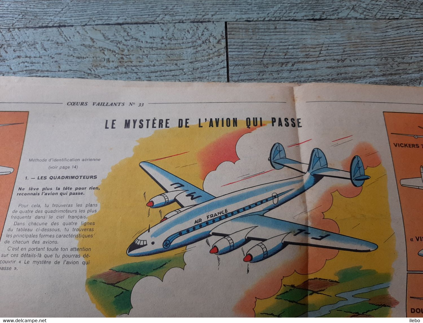 Coeurs Vaillants N°33 Août 1956  Le Mystère De L'avion Qui Passe Lockheed Constellation  Frédéri L'atome - Otras Revistas