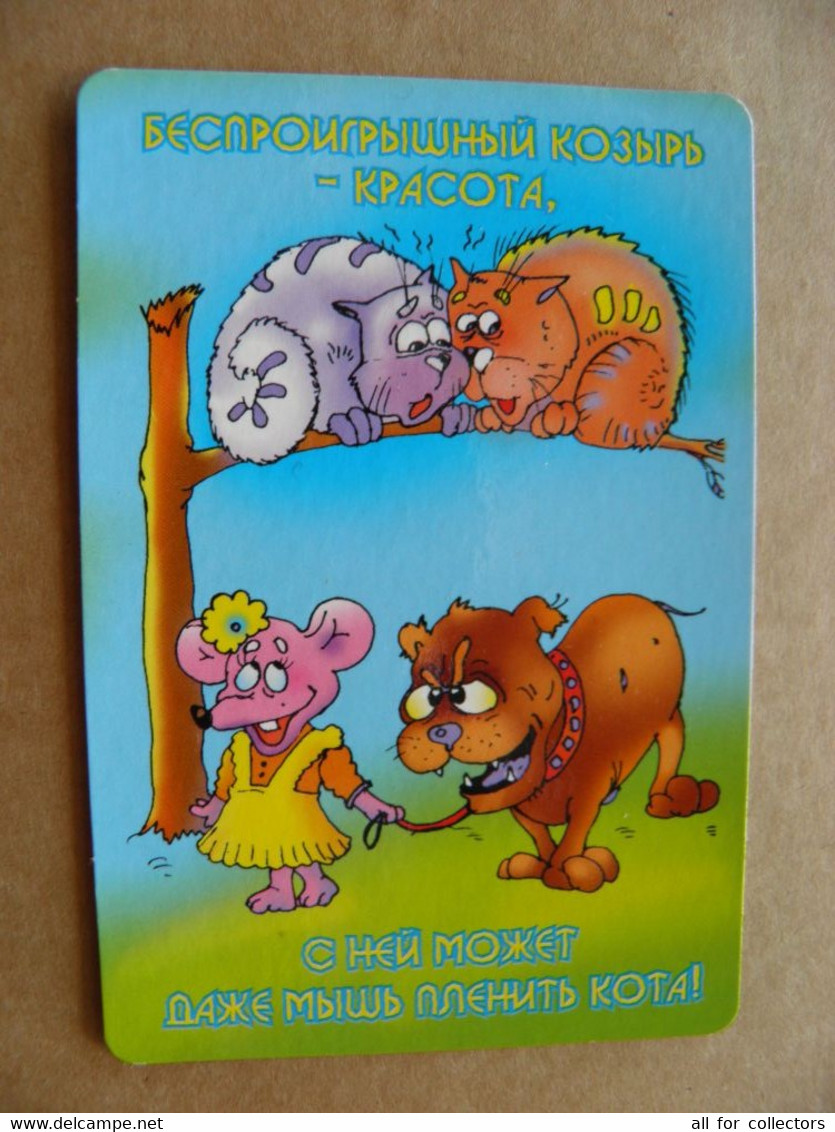 Small Pocket Calendar Ussr 2004 Animals Cats Dog Mouse Cartoon - Small : 2001-...