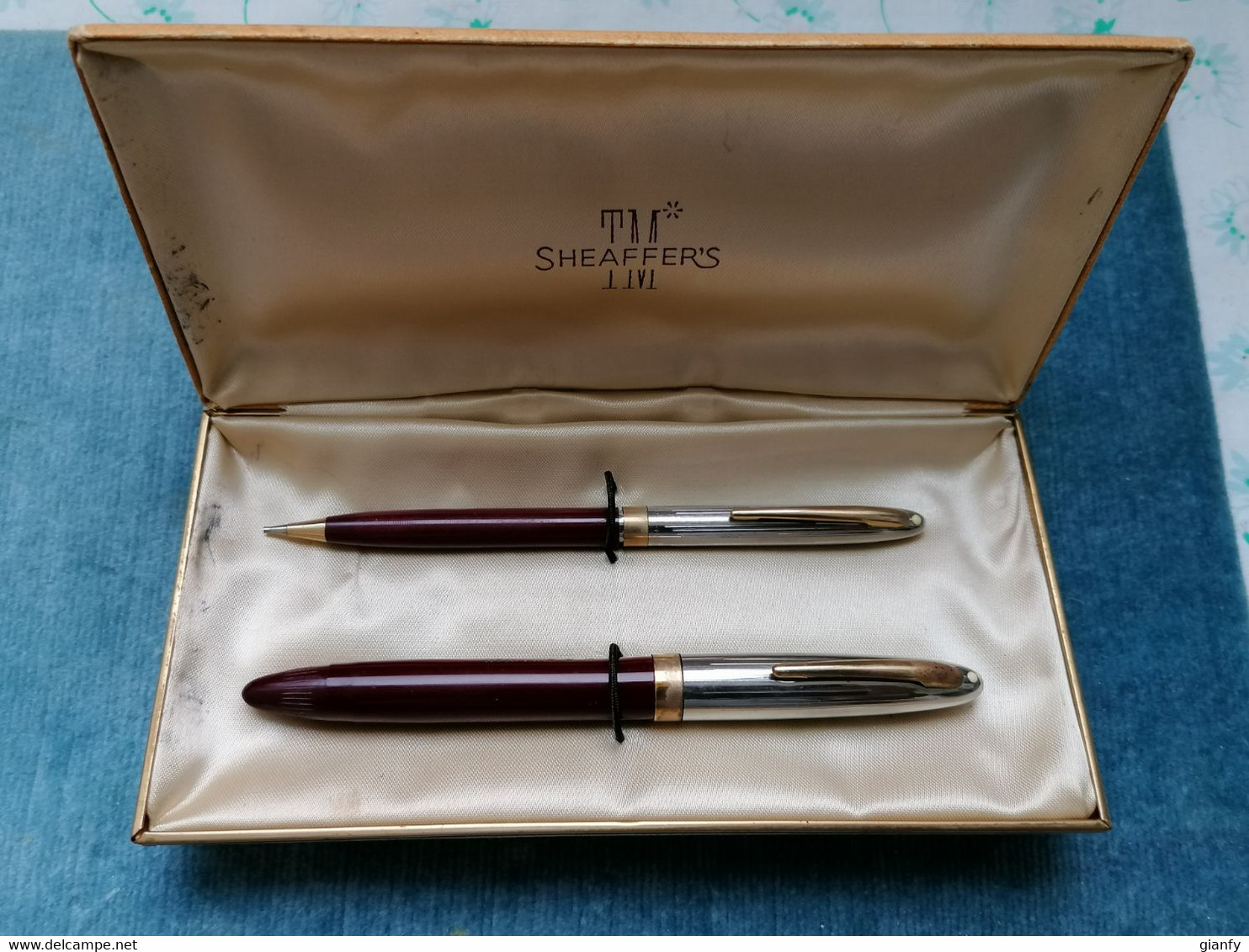 PENNA STILOGRAFICA & PORTAMINA SHEAFFER TM SENTINEL TOUCH DOWN 1950 VINTAGE FOUNTAIN PEN SET - Stylos