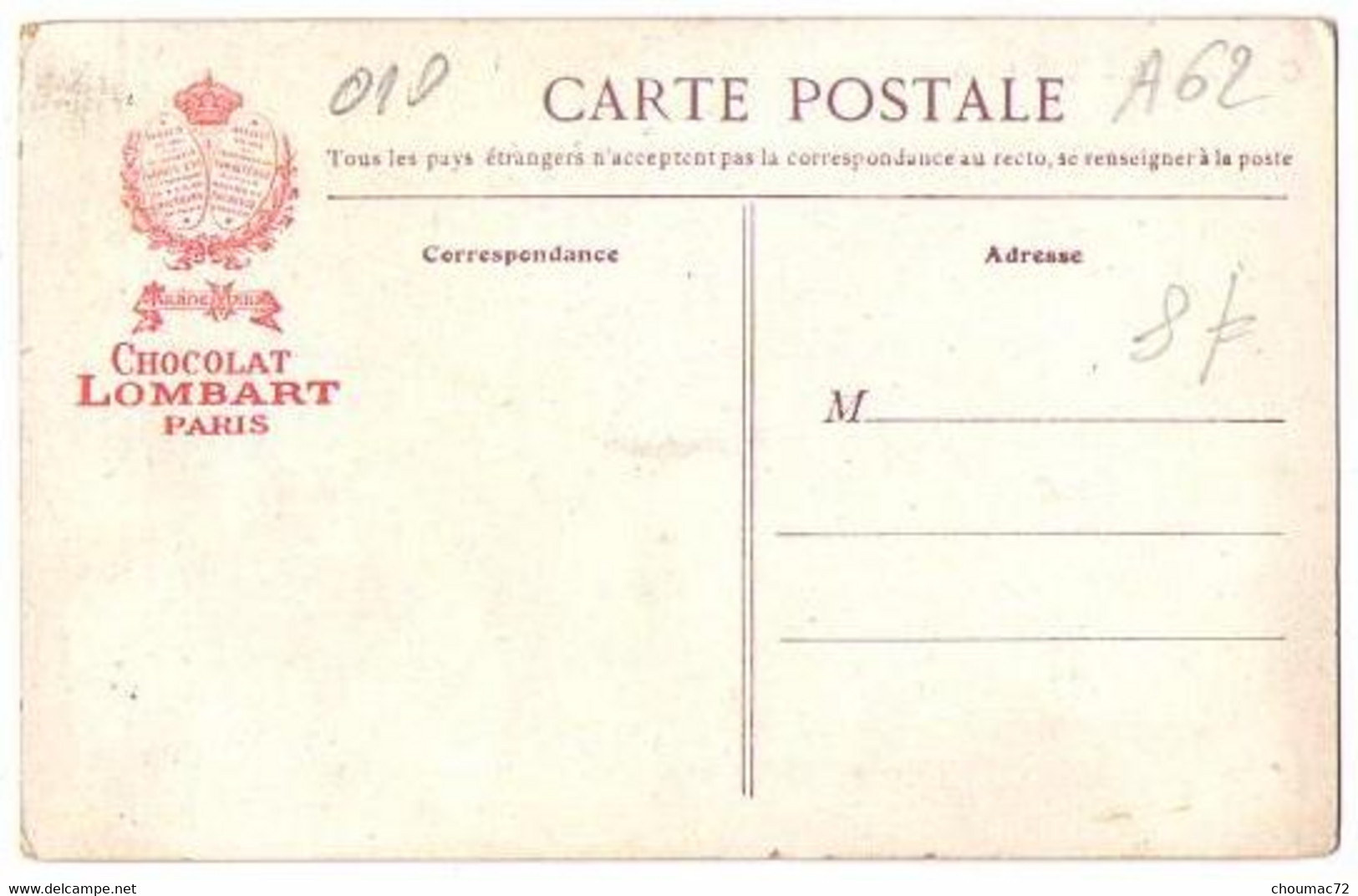 010, Chocolat Lombart, Carte Postale, Fillette Et Sa Poupée - Advertising