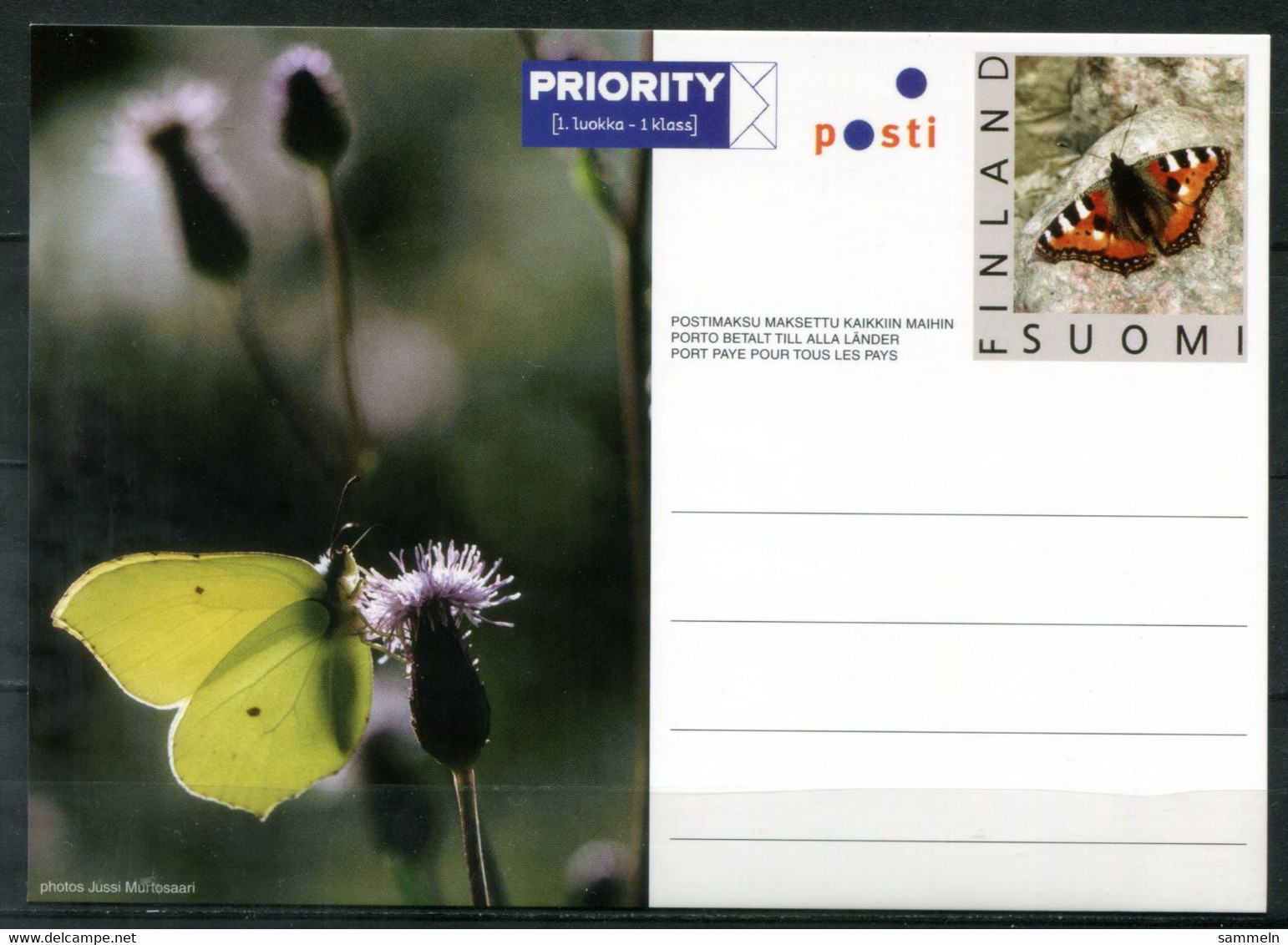FINNLAND Ganzsache P222 Ungebraucht, Schmetterling, Butterfly, Papillon - FINLANDE Suomi - Covers & Documents