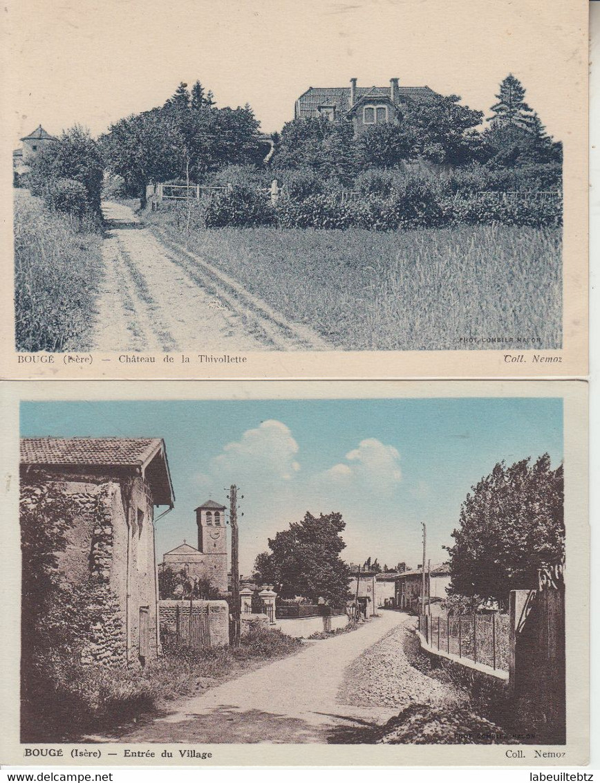 BOUGE - Lot De 4 Cartes - Entrée Village - Thivollette - Groupe Scolaire & Eglise  PRIX FIXE - Andere & Zonder Classificatie