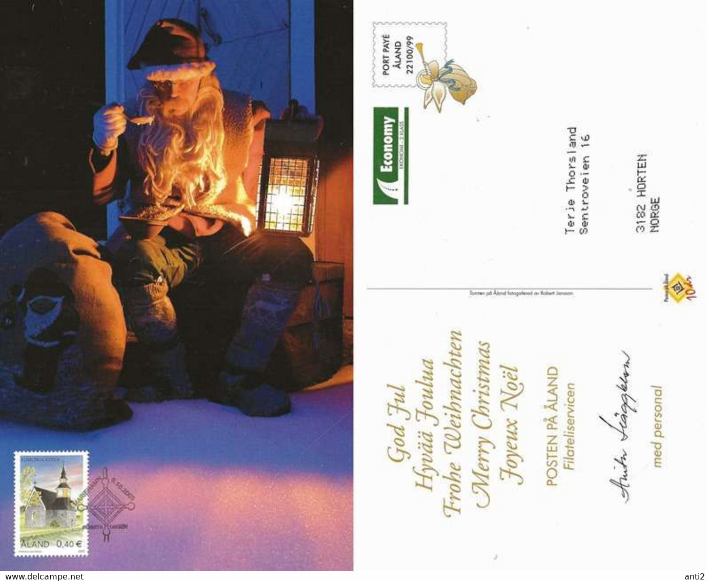 Finland Aland 2003 Christmas  -Saltviks Church-  Card  Cancelled First Day - Storia Postale