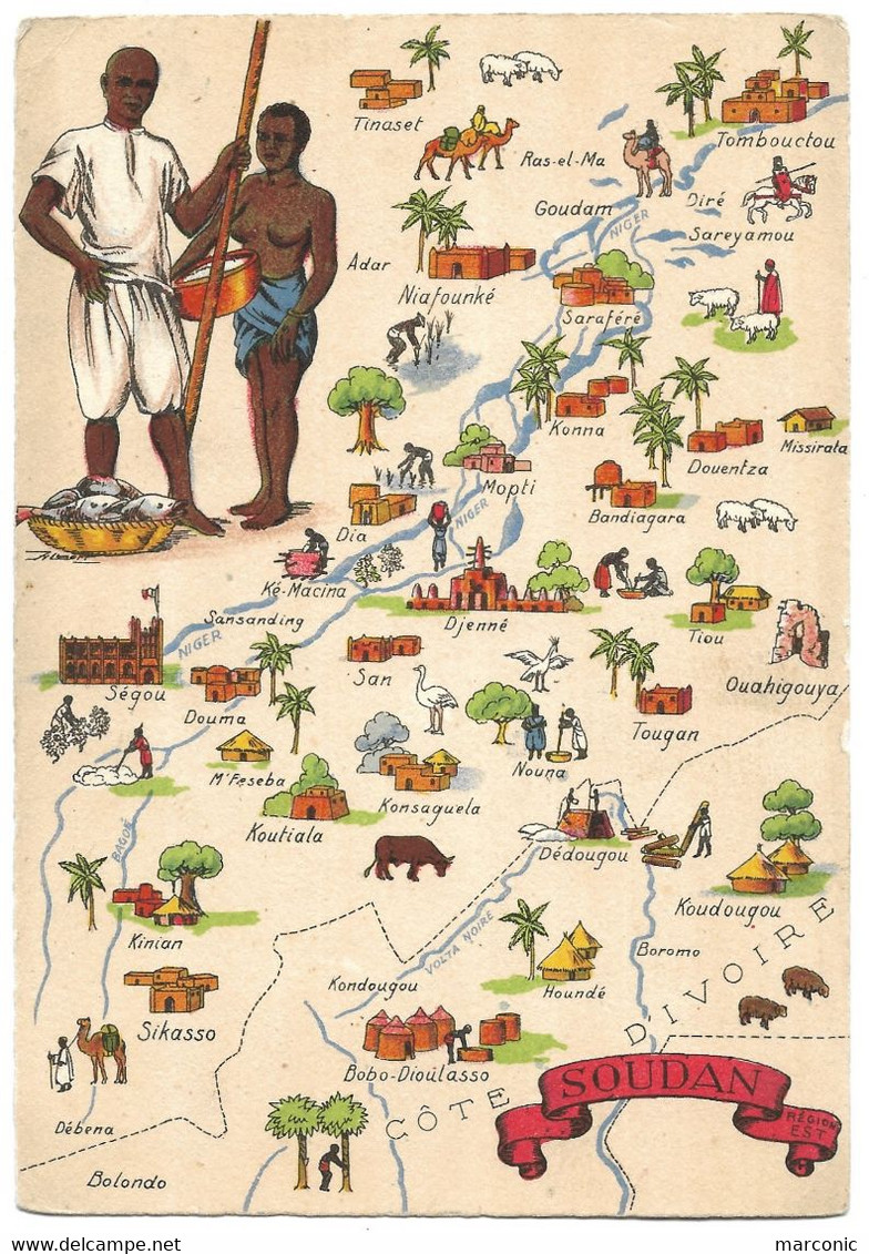 CPA Carte Géo. Anciennes Colonies Françaises, SOUDAN - BARRE DAYEZ Barday 1326 K 1942 - Sudan