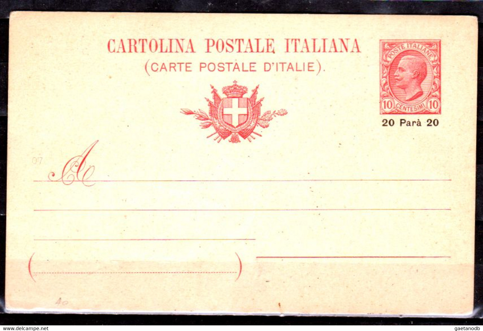 Italia-OS 6- Cartolina Postale "Bicola" Da 10 Centesimi, Soprastampata Per Gli Uffici Del "LEVANTE". - General Issues