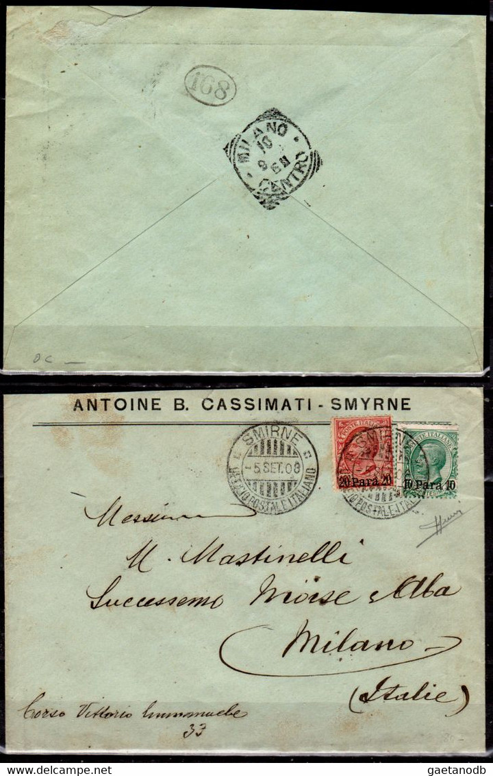 Italia-OS 9- Bella Busta Da Smirne Con Francatura Del 1907- - General Issues