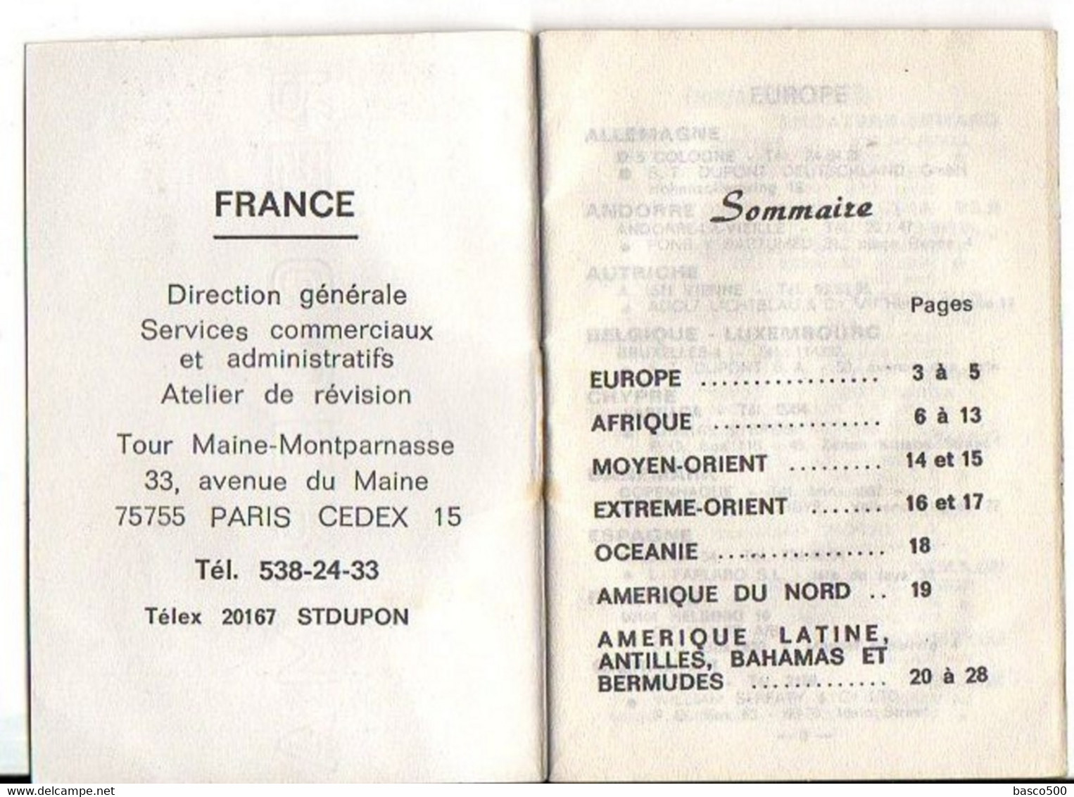 1974 Briquets DUPONT - Livret 28 Pages RESEAU INTERNATIONAL CENTRES De SERVICE - Dupont