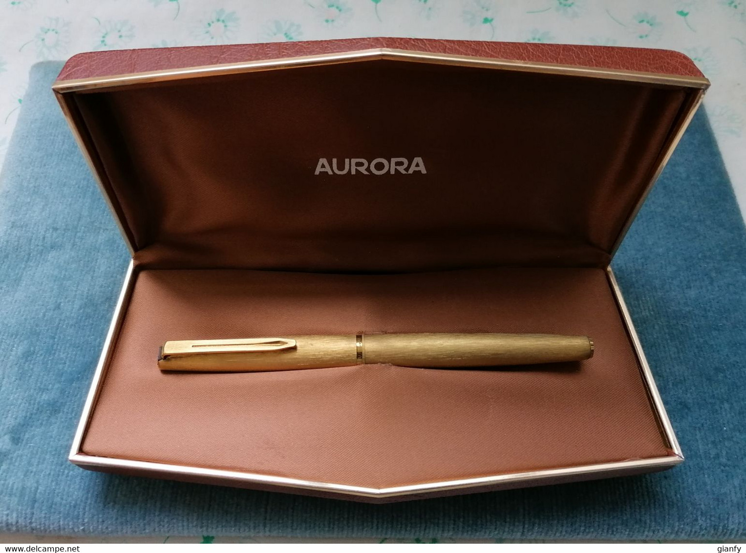 PENNA STILOGRAFICA AURORA 98 DORATA SATINATA 1963 ITALIAN VINTAGE FOUNTAIN PEN BOXED - Stylos