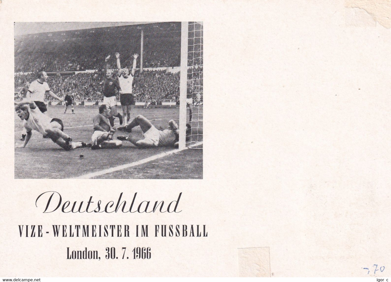 Germany 1966 Card: Football Soccer Fussball Calcio: Fifa World Cup England - Deutschland Vizeweltmeister - 1966 – Angleterre