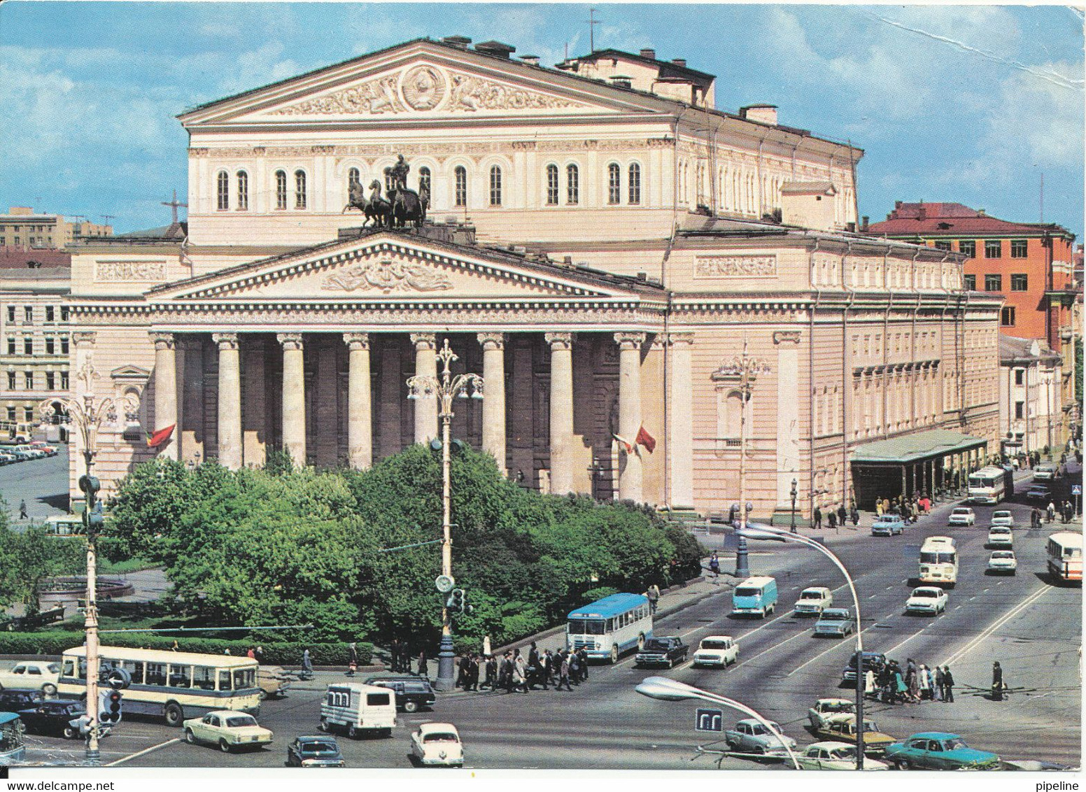 USSR Postcard Sent To Denmark 1976 (The Bolshoi Theatre) (weak Corners Of The Card) - Russia